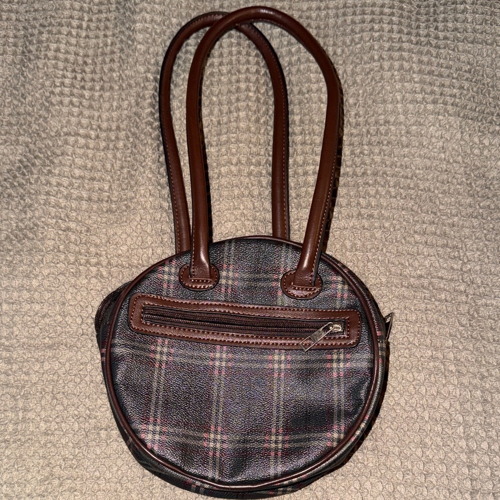 Vintage America Black and Brown Plaid Shoulder Bag